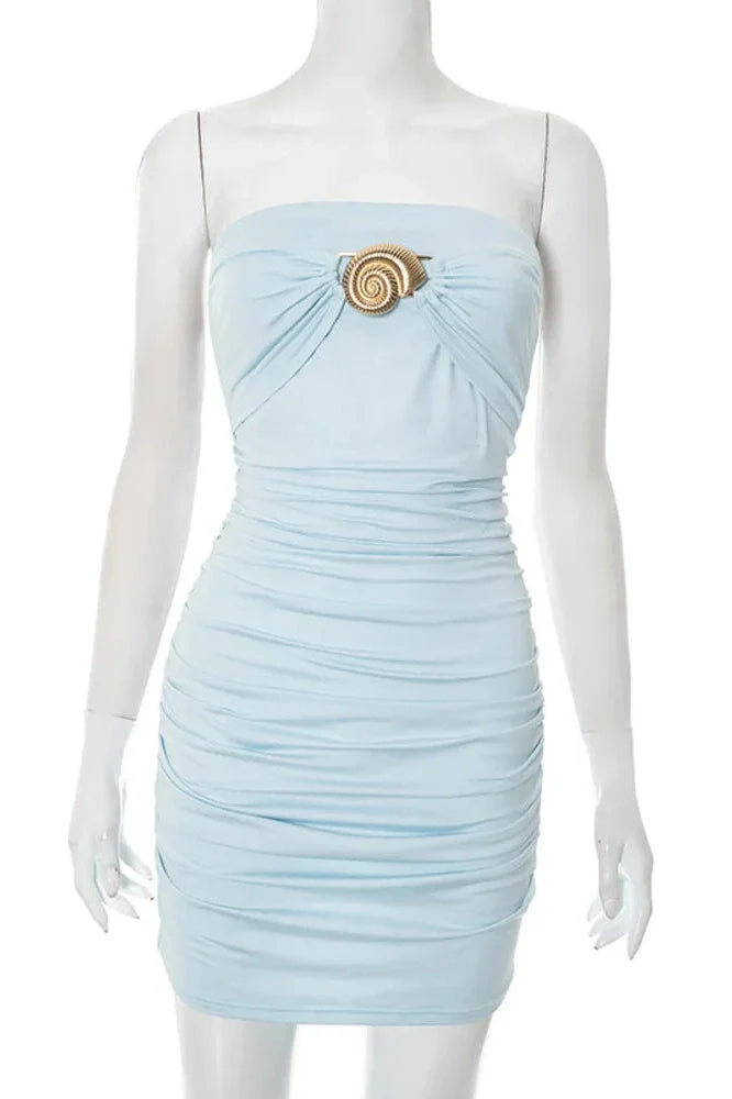 Off-Shoulder Strapless Sleeveless Backless Bodycon Mini Dress