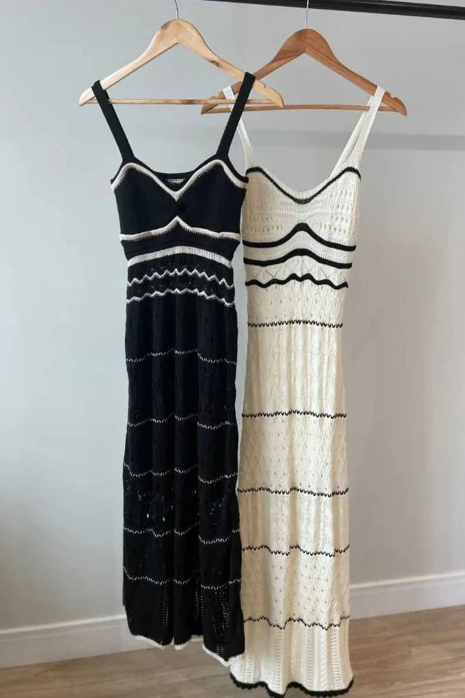 Hollow Out Spaghetti Strap Backless Slit Maxi Dress