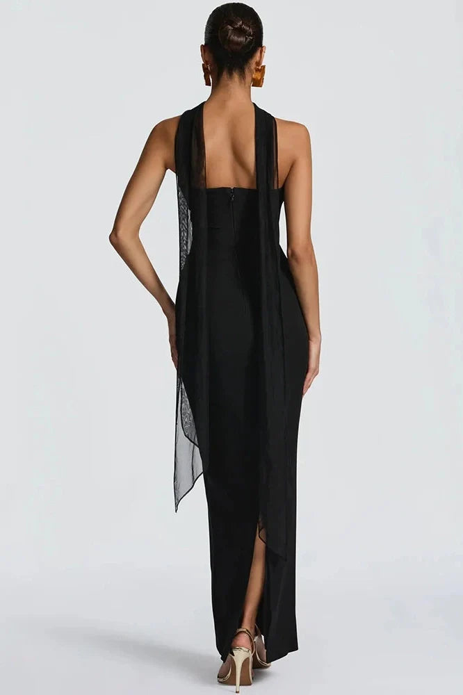 Off-Shoulder Backless Zipper Sleeveless Bodycon Maxi Dress