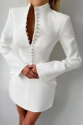Long Sleeve High Waist A-Line Turtleneck Slim Mini Dress