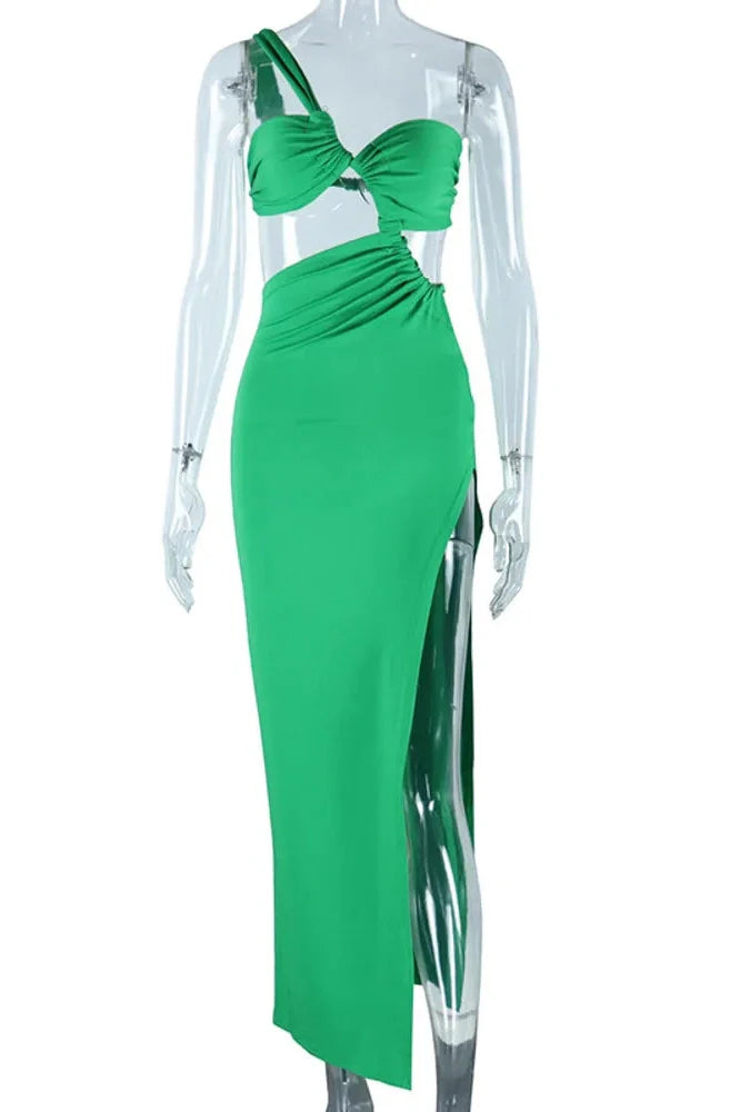 One Shoulder Strap Strapless Sleeveless Backless Maxi Dress