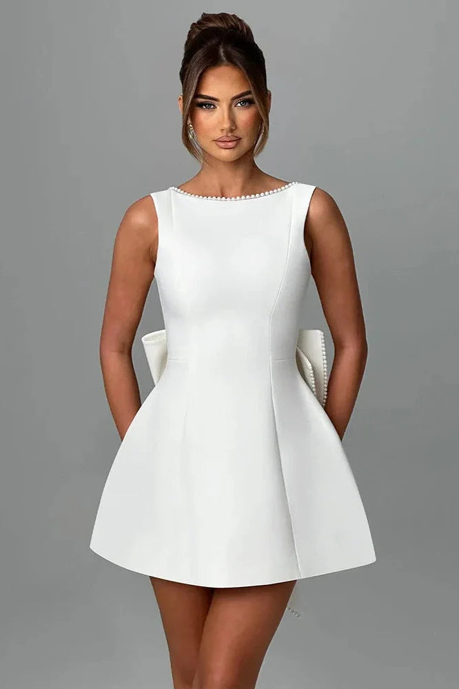 Backless Zipper Sleeveless High Waist A-line Mini Dress
