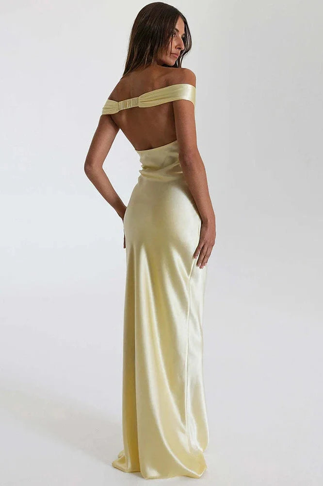 Off-Shoulder Backless Strapless Sleeveless High Waist Maxi Dress