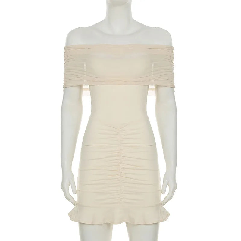 Pleated Strapless Sleeveless Slim Mini Dress