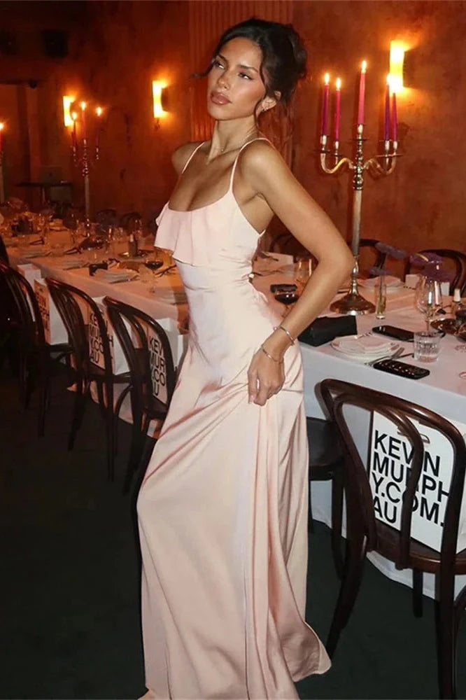 Backless Lace-Up Patchwork Slim Maxi Dress