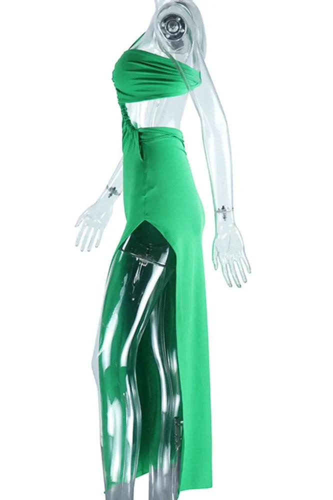 One Shoulder Strap Strapless Sleeveless Backless Maxi Dress