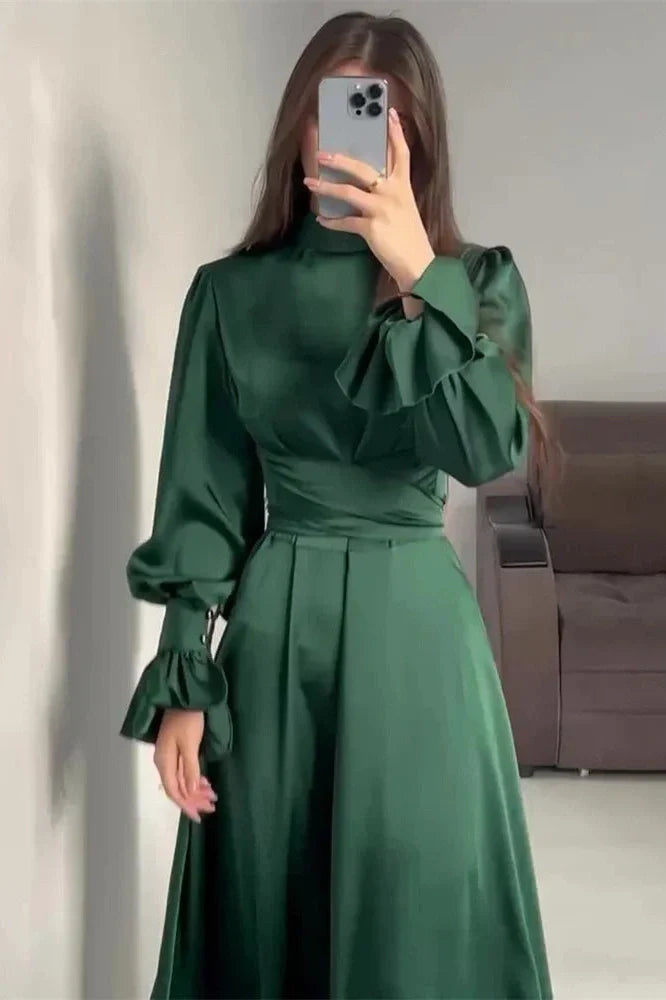 Patchwork Slim Lace-Up Maxi Dress