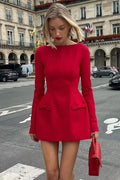 Elegant Slim Patchwork High Waist Mini Dress