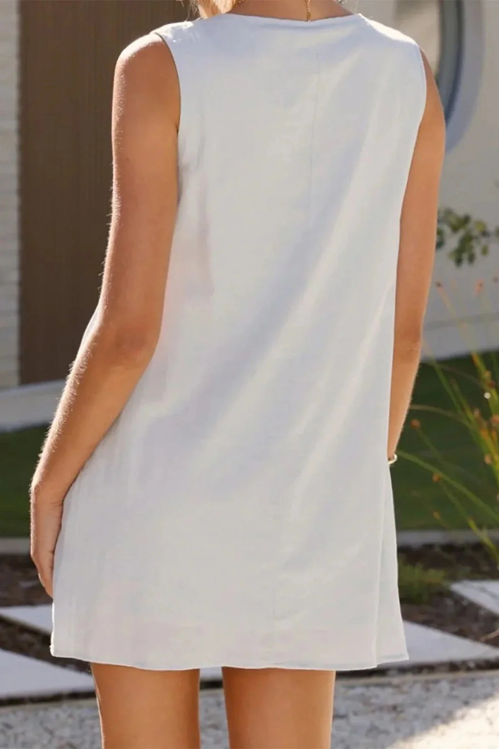 Sleeveless Loose Pleated Mini Dress