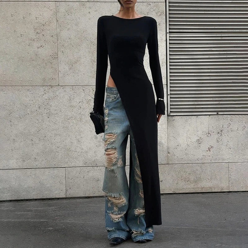Long Sleeves High Waist Maxi Dress