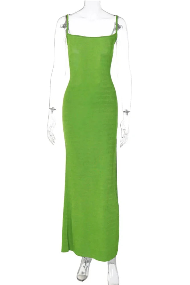 Backless Split Lace-Up Maxi Dress