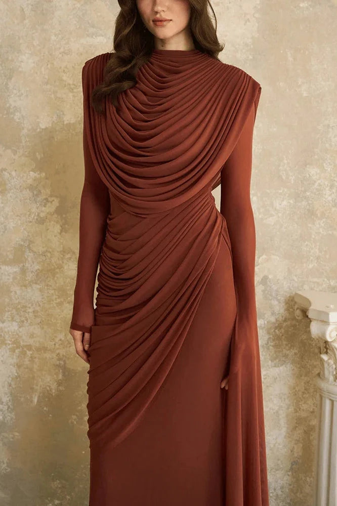 Elegant Long Sleeve Slim Maxi Dress
