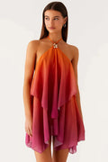 Backless Zipper Off-Shoulder Sleeveless Mini Dress