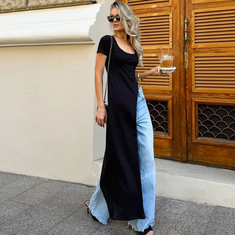 Elegant High Waist Split Maxi Dress