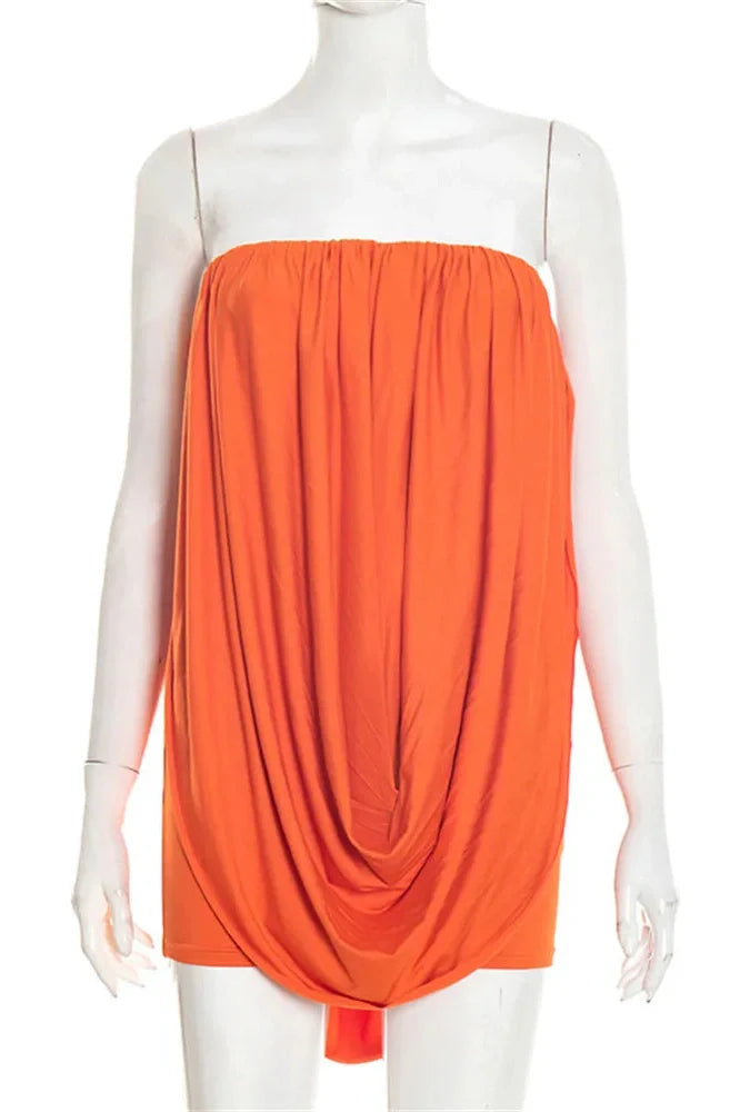 Pleated Loose Patchwork High Waist Mini Dress