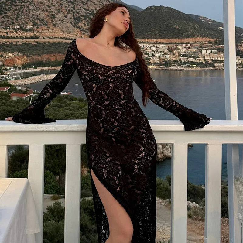 Hollow out Lace Slim Maxi Dress