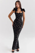 Lace Sleeveless Backless Bodycon Maxi Dress