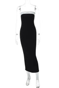 Off-Shoulder Strapless Backless Patchwork Maxi Dress