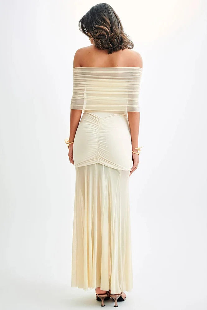 Off-shoulder Strapless Sleeveless Backless Maxi Dress