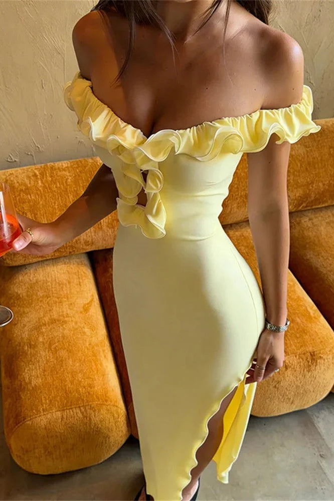Hollow Out Backless High Waist Midi Dress