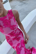 Printed Patchwork Sleeveless Slim Maxi Dress