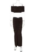 Two Pieces Off-Shoulder Slim Fit Crop Top Maxi Dress