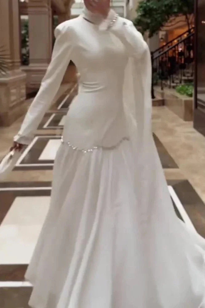 Elegant O-Neck Slim Long Sleeve Maxi Dress