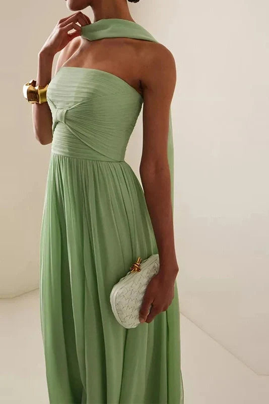 Elegant High Waisted Backless Maxi Dress