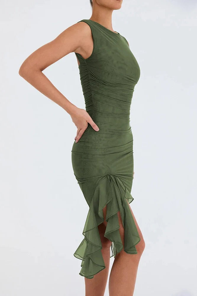 Elegant Sleeveless Backless Midi Dress