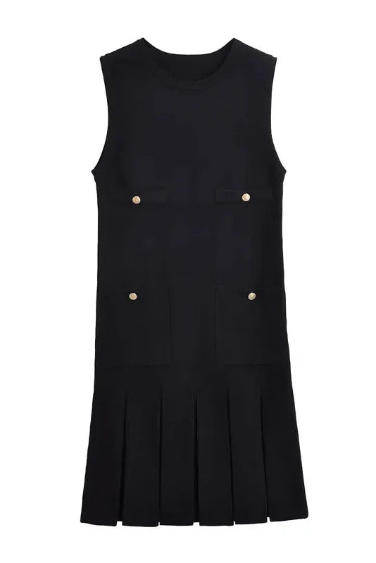 Elegant Knitted Sleeveless High Waisted Mini Dress