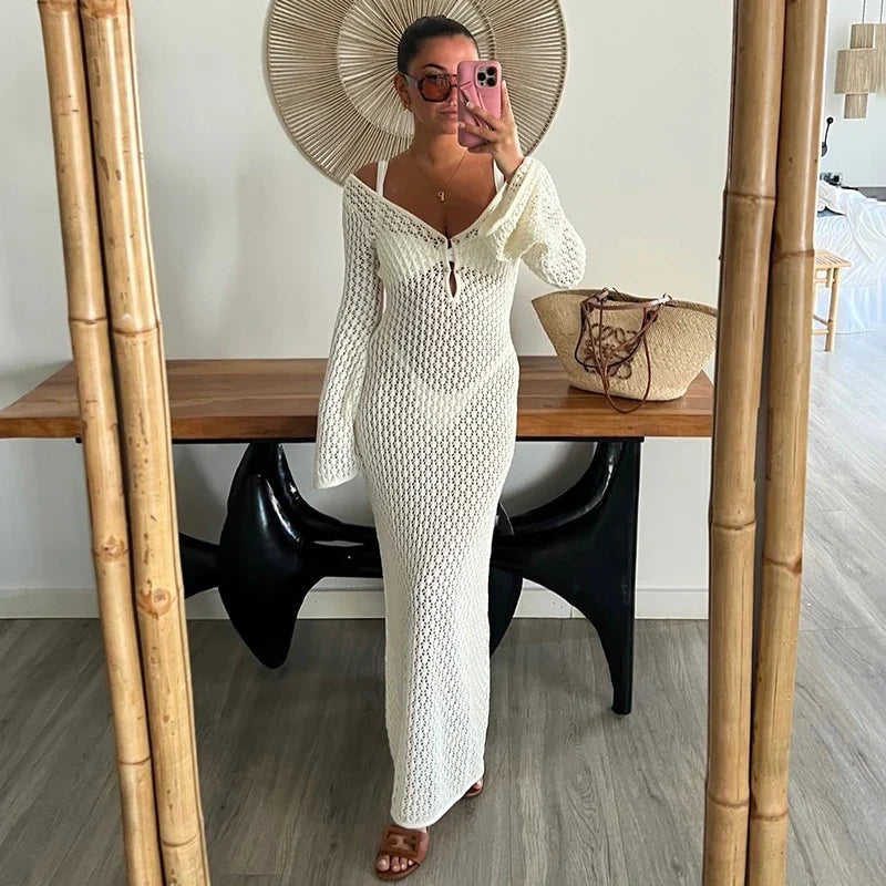 See-Through Knitted Maxi Dress