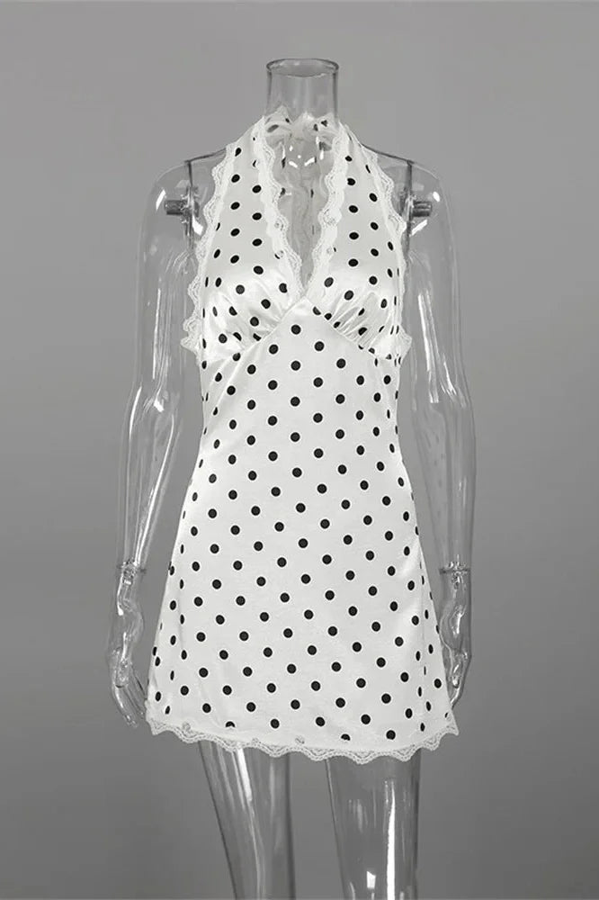 Lace-Up V-Neck Sleeveless Slim Backless Mini Dress