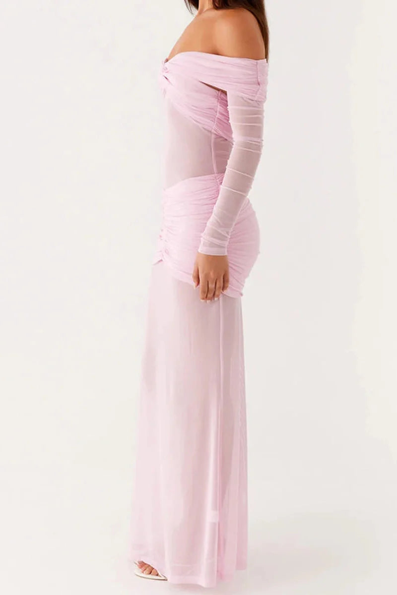 Off-Shoulder Slim Fit Maxi Dress