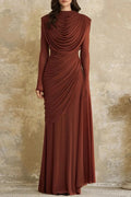 Elegant Long Sleeve Slim Maxi Dress