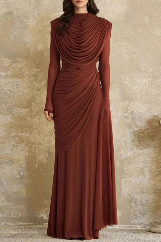 Elegant Long Sleeve Slim Maxi Dress