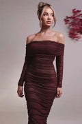 Off-shoulder Strapless Long Sleeve Backless Maxi Dress