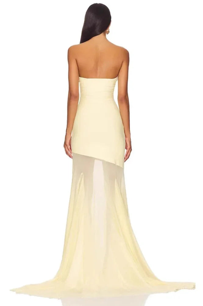 Off-Shoulder Strapless Sleeveless Backless Bodycon Maxi Dress