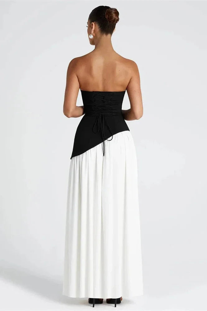 Lace-Up High Waist Slim Backless Maxi Dress