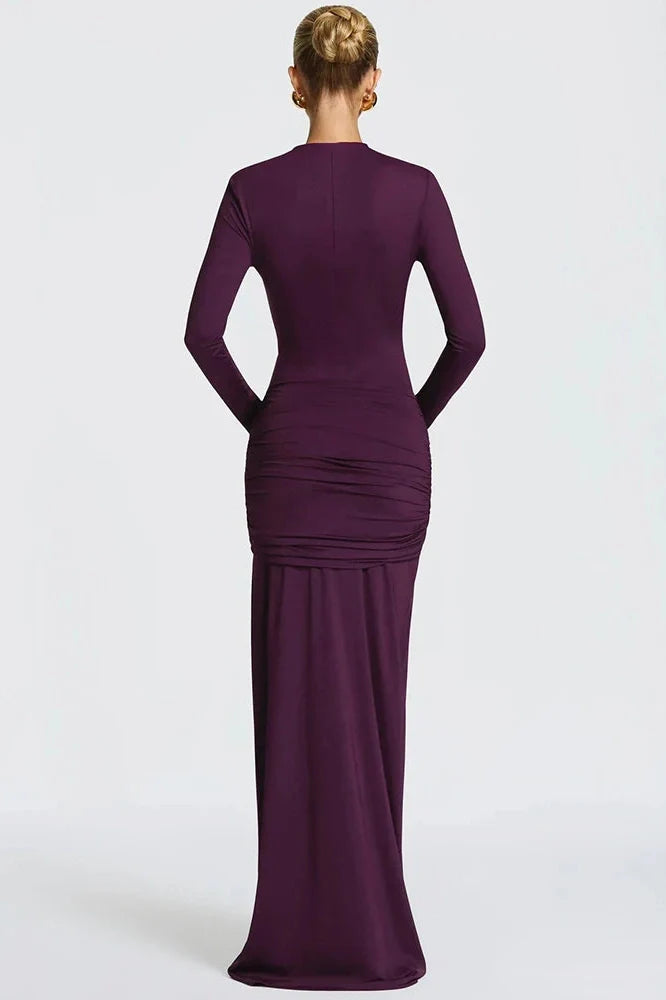 Hollow Out Long Sleeve O Neck Bodycon Maxi Dress