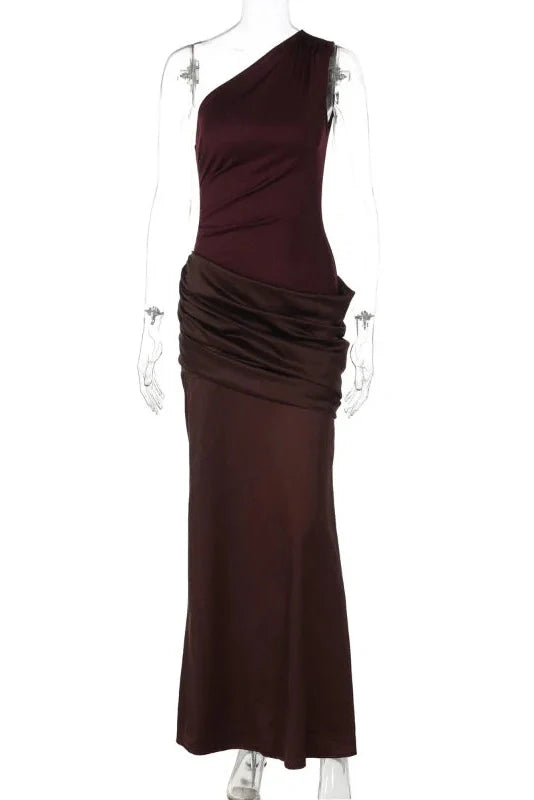 Elegant Bodycon One-Shoulder Maxi Dress