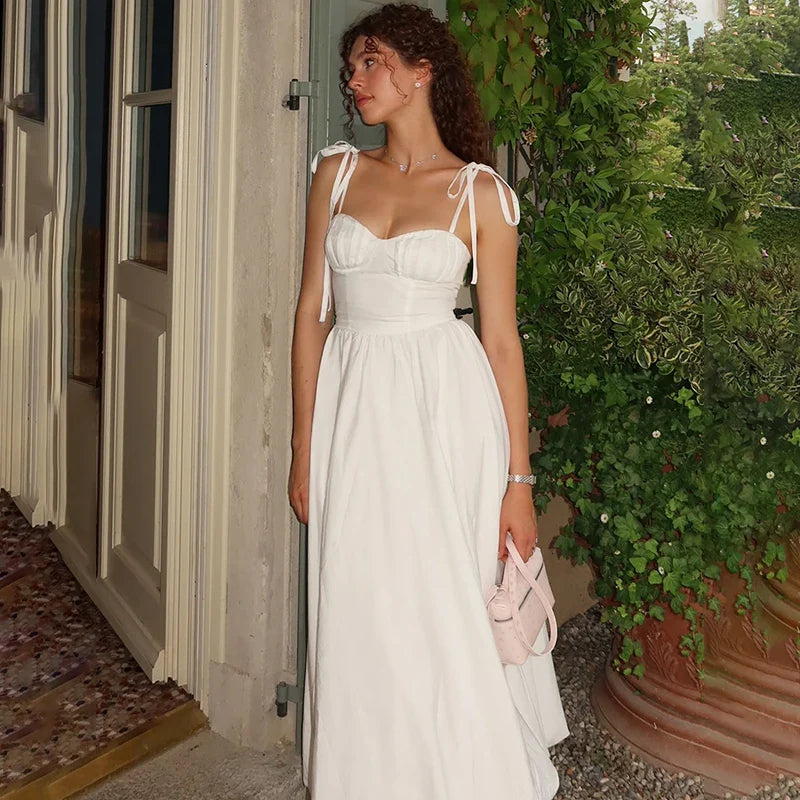 Lace-Up Sleeveless Midi Dress