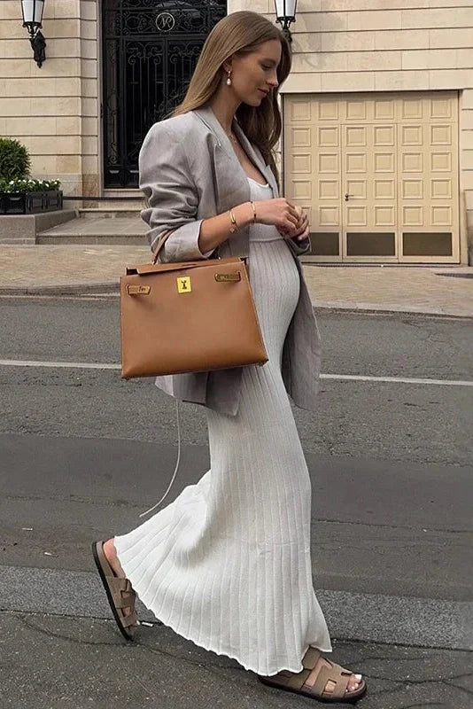 Elegant Knitted Slim High Waist Maxi Dress