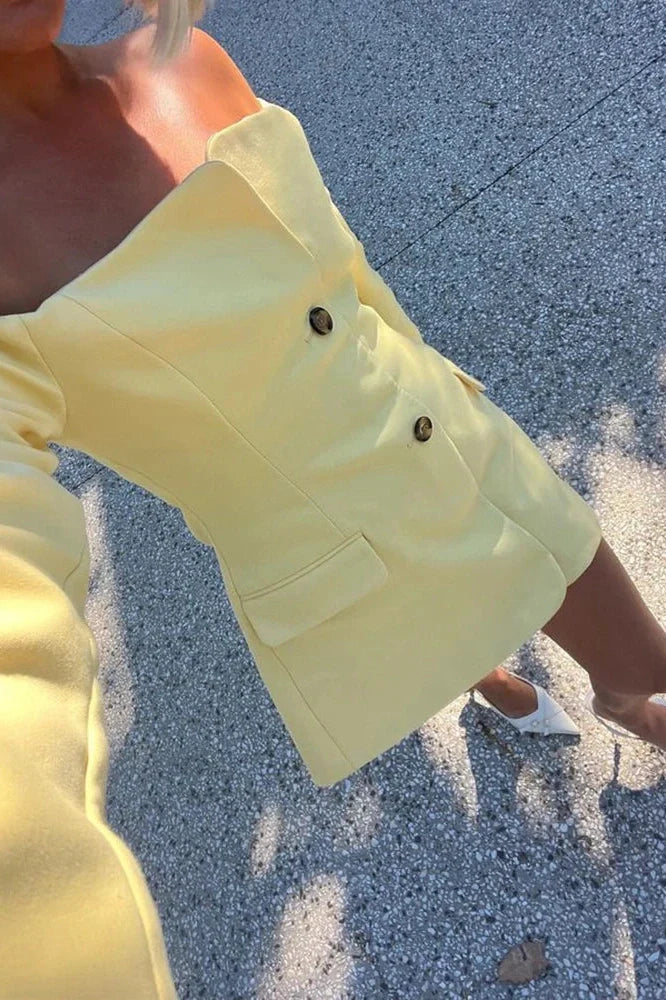 Off-shoulder Strapless Long Sleeve Backless Mini Dress