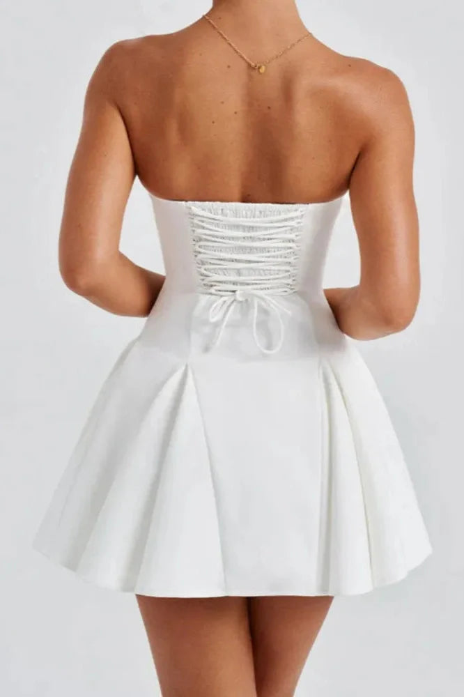 Strapless Backless Off-Shoulder Sleeveless A-line Mini Dress
