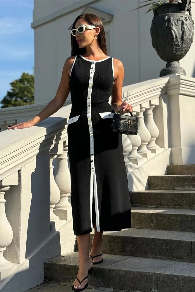 High Waist Slim Sleeveless Maxi Dress