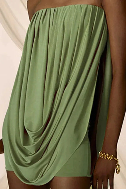 Pleated Loose Patchwork High Waist Mini Dress