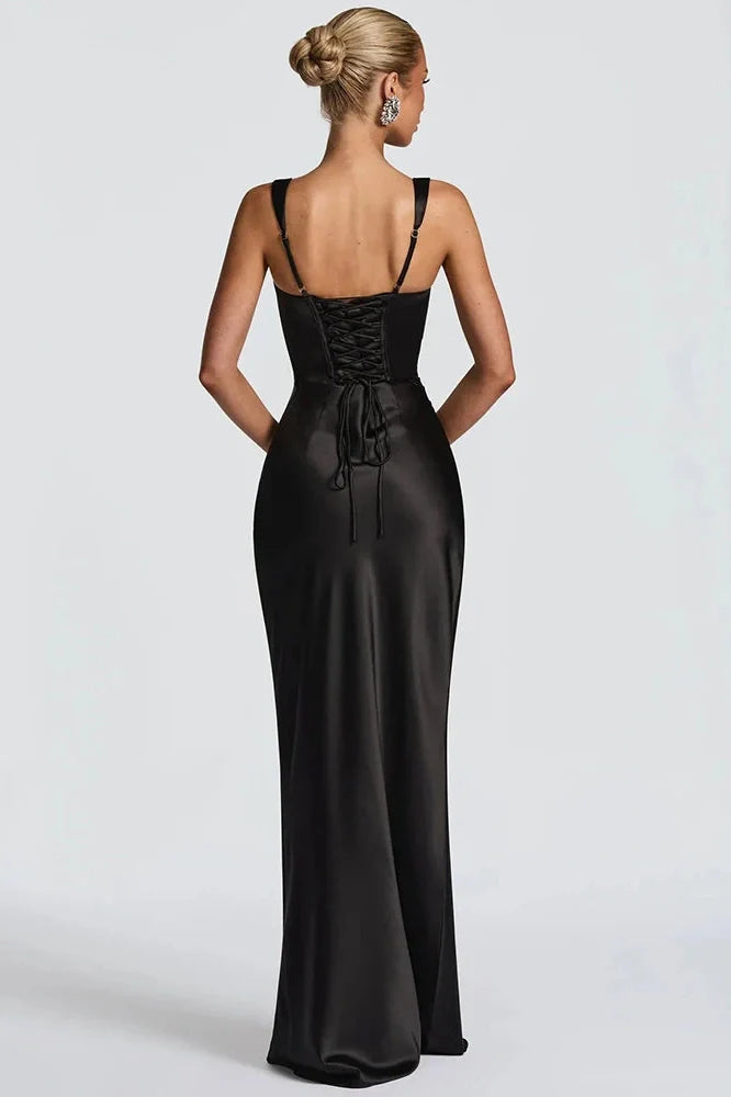 Backless Off-Shoulder Sleeveless Lace-Up Bodycon Maxi Dress