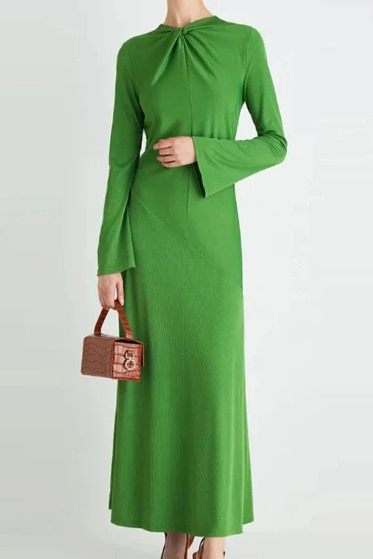 Elegant Long Sleeve High Waist Slim Maxi Dress