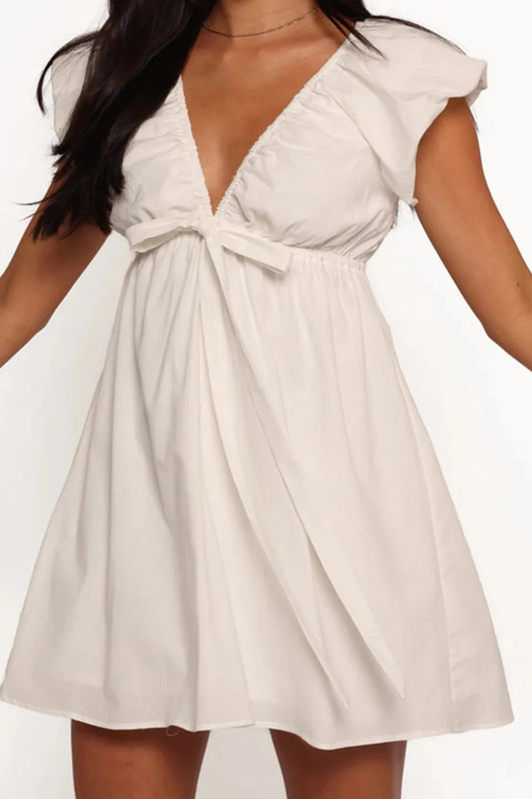 V-Neck Short Sleeve Mini Dress