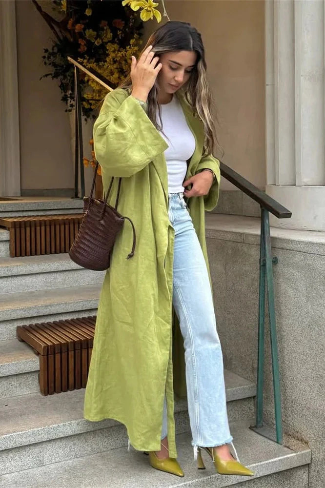 Lace-Up Long Sleeve High Waist Maxi Dress